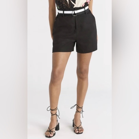 sofia by sofia vergara Pants - Linen Blend Black Women's Shorts